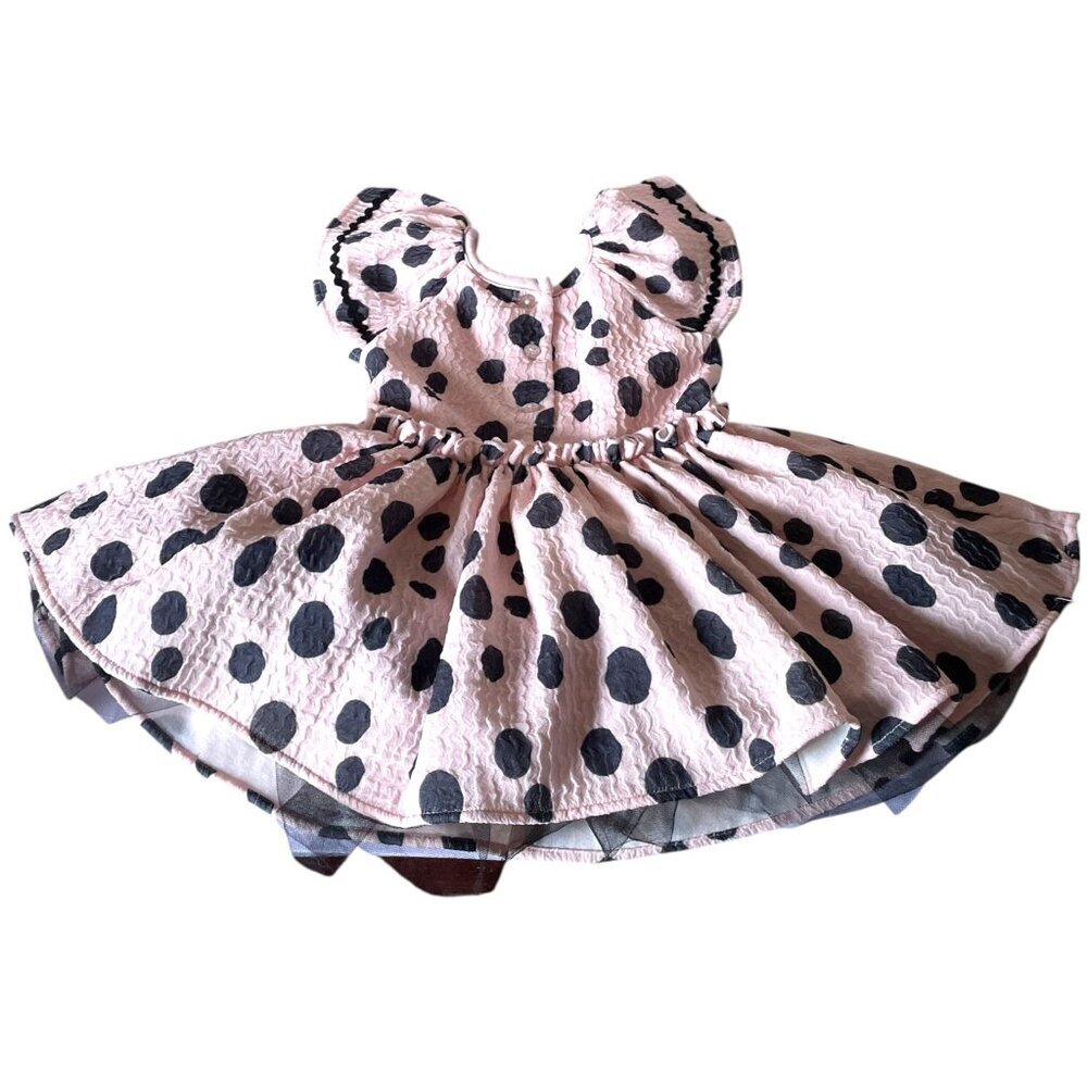 Disney x Pippa & Julie Minnie Mouse Pink Polka Dot Flutter Sleeve Dress SZ 12M - Picture 2 of 5